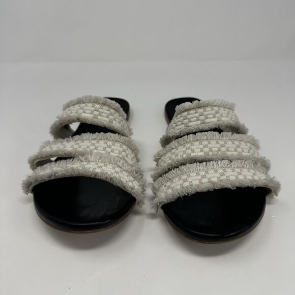 ROTHY'S Triple Band Sea Shell Fringe Slip On Slide Sandals White Women's 8 - Picture 2 of 4